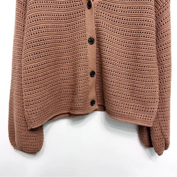 gap | textured button-front cardigan haystack brown l - Picture 5 of 13